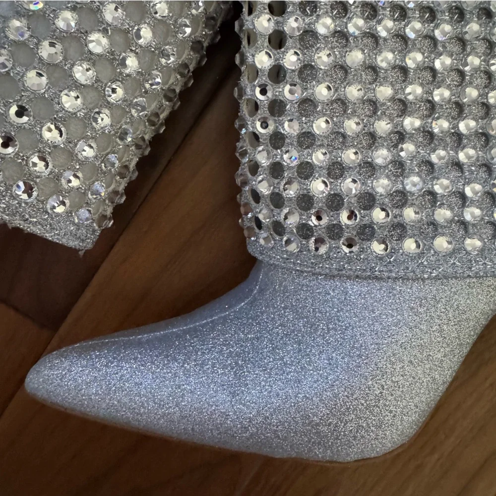 NWT Gianni Bini Lowry Glitter Rhinestone Foldover Stiletto Tall Boots Sz 7,5 - Picture 8 of 15